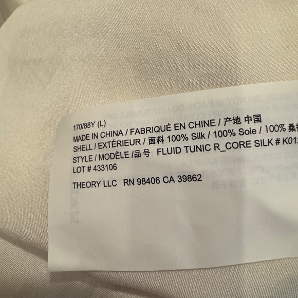 THEORY 100% SILK FLUID TUNIC SHIRT | V NECK TIE FRONT | FRENCH CUFF | HOLIDAY - Picture 9 of 11